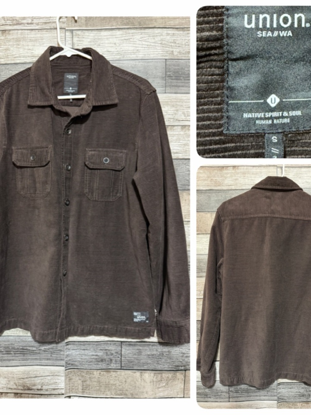 Union Sea/WA Corduroy Shirt Jacket Men’s S Brown Button Up 100% Cotton